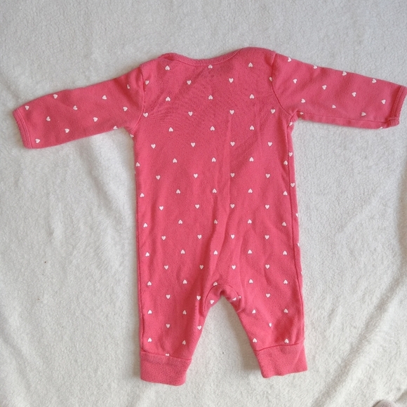 5 for $10 Carter's Pink & White Heart Longsleeve Leg Snap Jumpsuit size 3M - Picture 3 of 4
